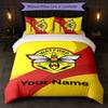 Watford FC Custom Name Text Bedding Set 1 Duvet Cover+2 Pillowcases Soccer Logo Personalized Gift For Special Occasion Bedroom Decor