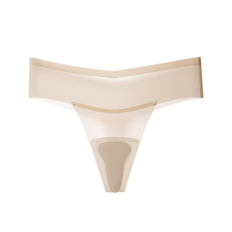 

Women s Summer Thin Traceless Fitness Yoga Ice Silk Invisible Anti Embarrassment Line Thong Underwear XL тілесний
