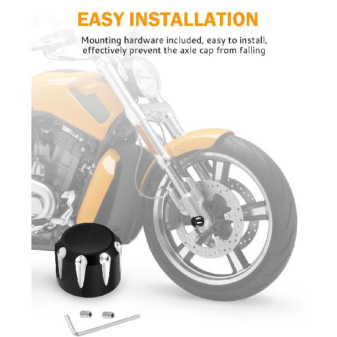 PBYMT Black Front Axle Nut Cover Cap CNC Aluminum Compatible For Harley Davidson Touring Road King Street Glide Electra Glide Softail Sportster Iron