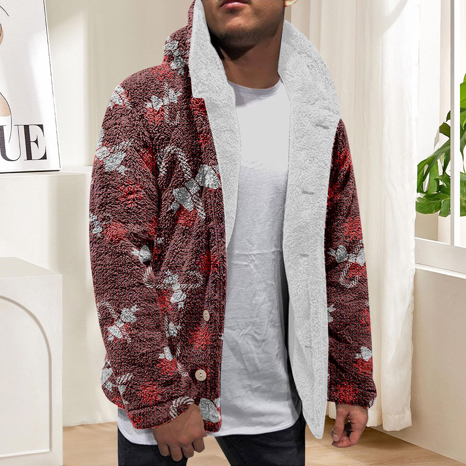 

Мужская зимняя флисовая толстовка с капюшоном на молнии с накладным карманом, повседневная куртка XL винный