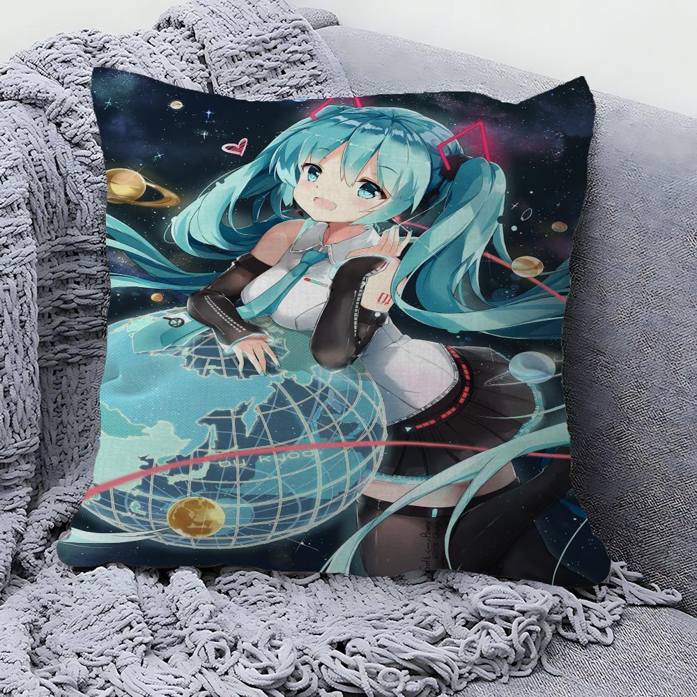 Amine H-Hatsunes-M-Miku Girls Pillow Cushion Cover Pillowcase Living Room Sofa Home Decor Customized