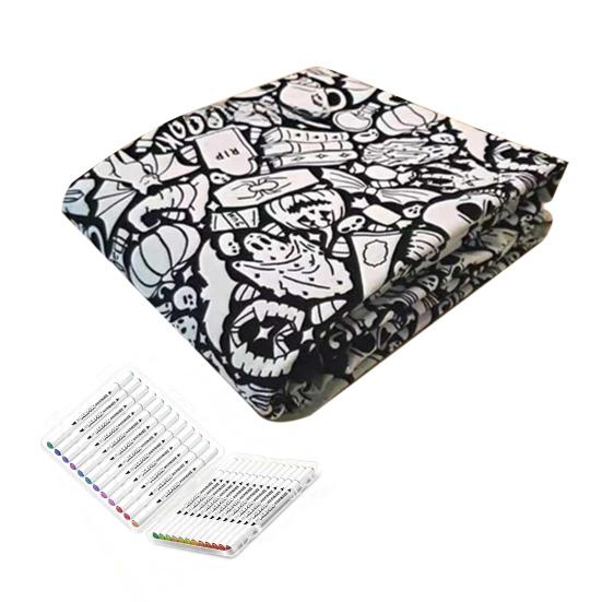 DIY Fargeleggingspledd 50" x 60" Sofapledd Vaskbart Fargelegg Ditt Eget Pledd Kunstprosjekt for Hjemmeinnredning Feriegaver Festaktivitet