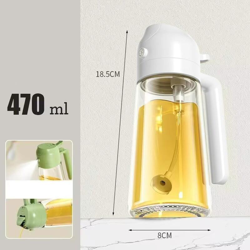 470ml Glass Olive Oil Sprayer for Cooking – 2 in 1 Olive Oil Dispenser Bottle for Kitchen Gadgets and Air Fryer Accessories