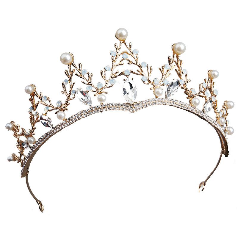 Bridal Alloy Rhinestone Crown Headgear New Baroque Crown Wedding Dress Accessories Crystal Gold Birthday Hair Accessories