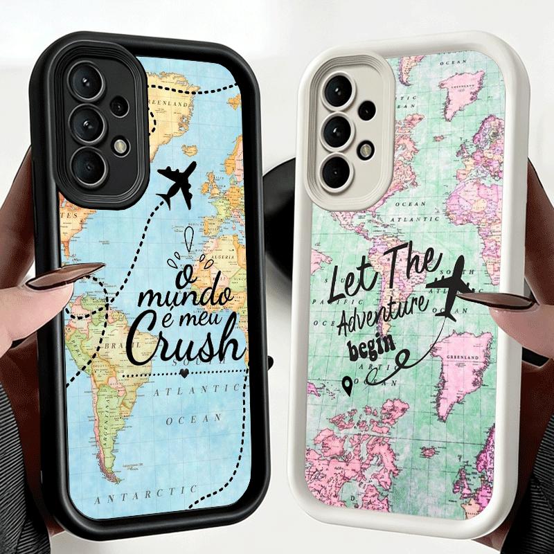 Travel Map Artistic Pattern Soft Phone Case for Samsung Galaxy A17 A16 A26 A36 A56 A15 A25 A35 A55 A14 A24 A34 A54 A13 A23 A33 A