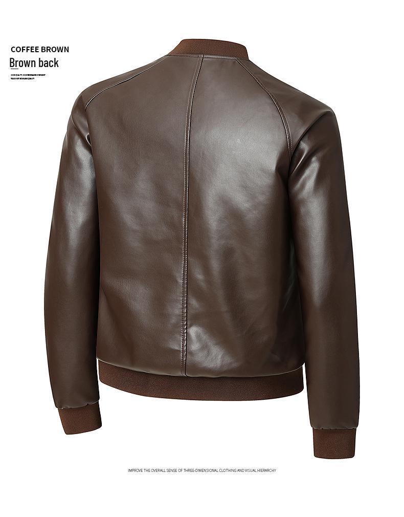 Men's Stand Collar Motorcycle Leather Jacket - Spring/Autumn, Casual & Stylish for Teens and Adults.