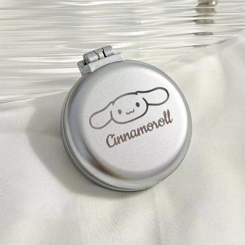 Silver Sanrio Foldable Air Cushion Comb with Mirror for Female Students - Portable Mini Comb