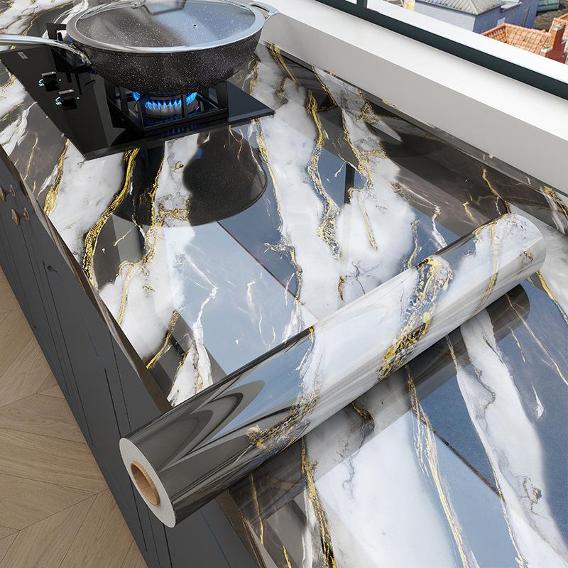 Tezgahlar ve Ocak Üstleri için Kalınlaştırılmış Su Geçirmez Yağa Dayanıklı Kendinden Yapışkanlı Mermer Mutfak Çıkartmaları