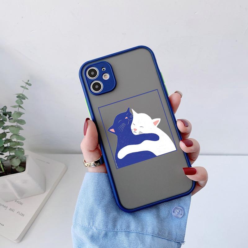 Funny Cartoon Cat Phone Case For iPhone 7 8 Plus SE2 X XR XS MAX For Iphone 15 14 12 13 Mini 11 Pro Max Cute Animal Back Cover