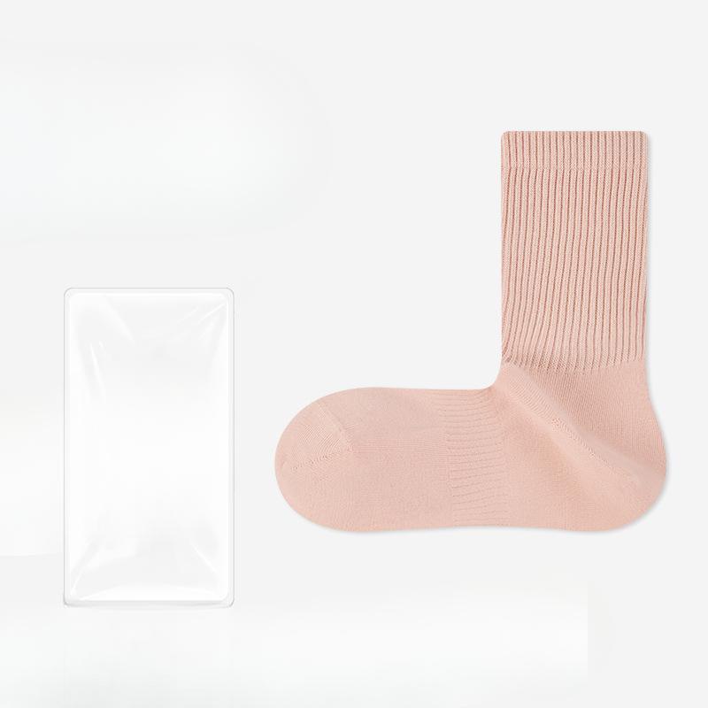 

Женские весенне-осенние однотонные спортивные влагоотводящие бесшовные махровые хлопковые носки 1 pair светло-розовый