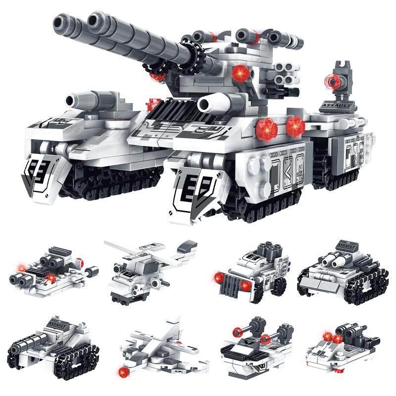 2024 WW2 Military Vehicle Tank 8in1 Airplane Truck Model Building Blocks DIY Bricks Kids Construction Toys Gifts for Boys Adult