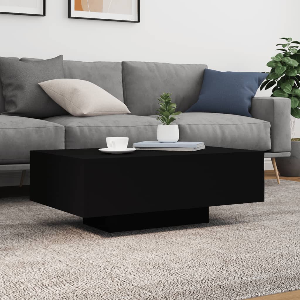 vidaXL Coffee Table with LED Lights Black 85x55x31 Cm