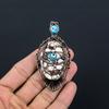Wild Horse & Blue Evil Eye Pendant Gemstone Jewelry, 999 Copper Wire Wrapped Handmade Pendant, Latest Design Jewelry