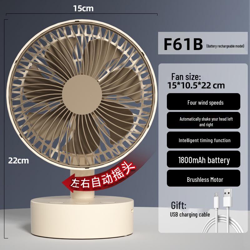 Cassidov 6-inch Rechargeable USB Oscillating Desktop Fan with Long Battery Life