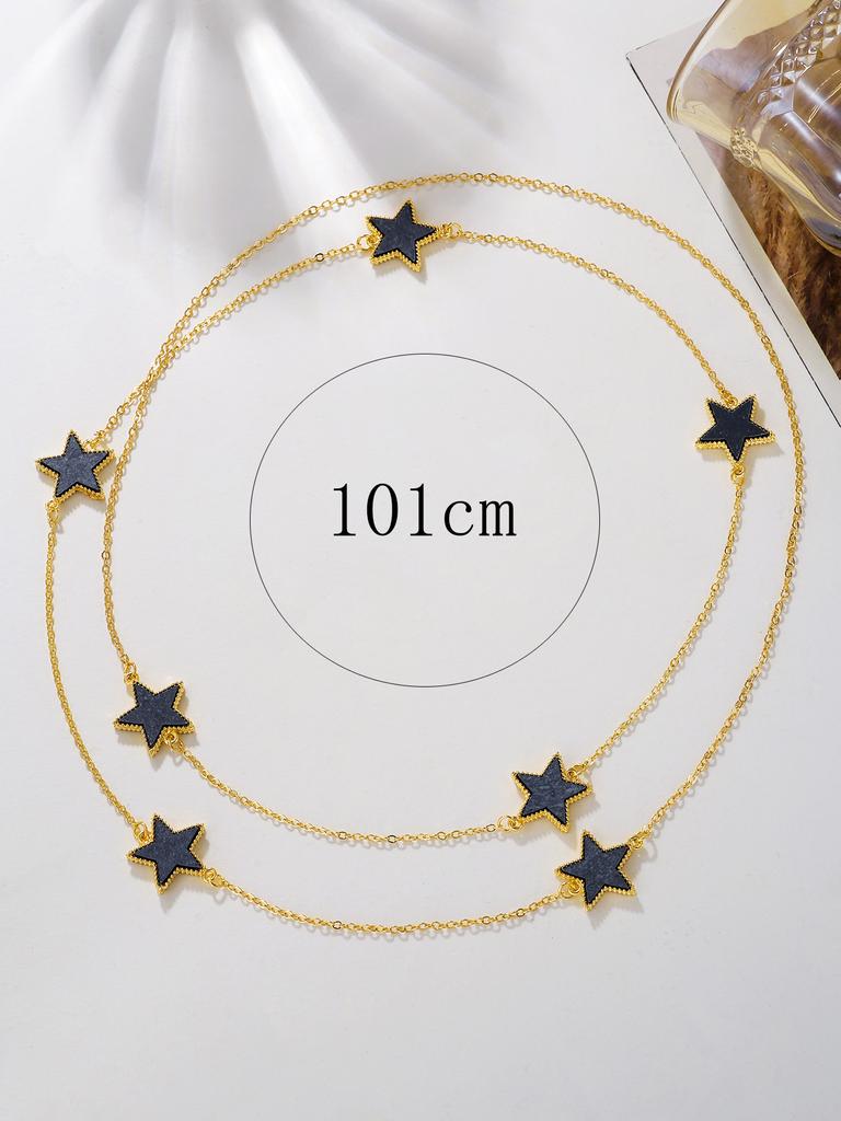 Catena per il collo da donna con stelle doppie, elegante, sensibile alla temperatura
