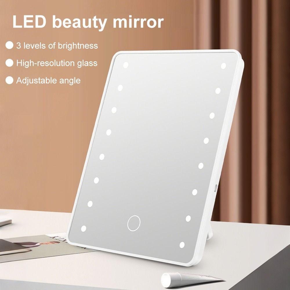 Charging Desktop Cosmetic Mirror Dimmable Table Makeup Mirror Portable Vanity Mirror  Makeup