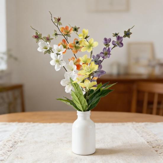 Artificial Jasmine Flowers Realistic Faux Silk Flower Bouquet with Long Stem for Shop Garden Office Home Wedding Party