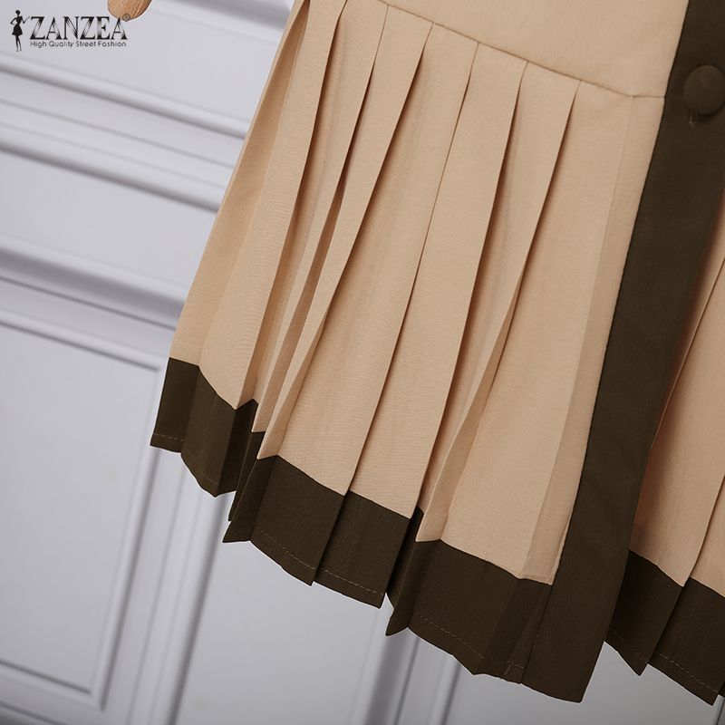 ZANZEA Damen Freizeit V-Ausschnitt Sommer Kurzarmkleid