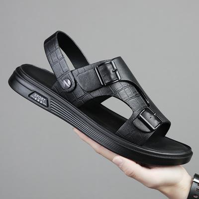 First Layer Cowhide Men's Beach Shoes Outdoor Sandals Fashion Casual Leather Open-toed Breathable Men's Shoes Summer New