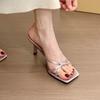 French Temperament New Purple High Heel Cool Slippers Women's Fashion Versatile Open-toed Wear 2025 Summer Women's