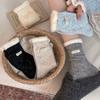 Dot Yarn Wool Socks for Women's Autumn and Winter, Letter Fabric Label Mid-calf Socks, Warm and Thickened Plush Pile Socks