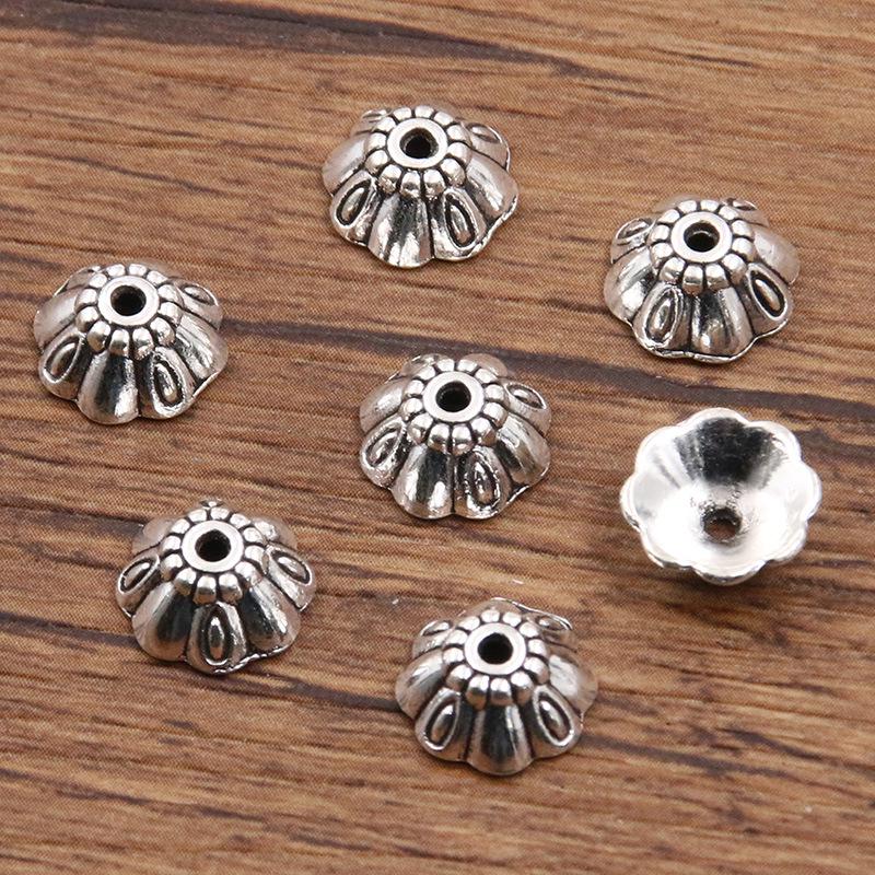 Antique Silver Flower Spacer Beads: Multi-Style, Hollow Design for DIY Bracelets & Necklaces