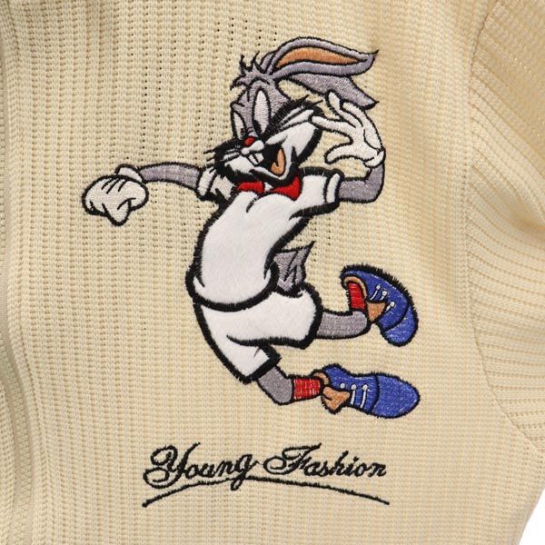 Warner Bros Bugs Bunny Long Sleeve Zip Hoodie Ivory Men's Used