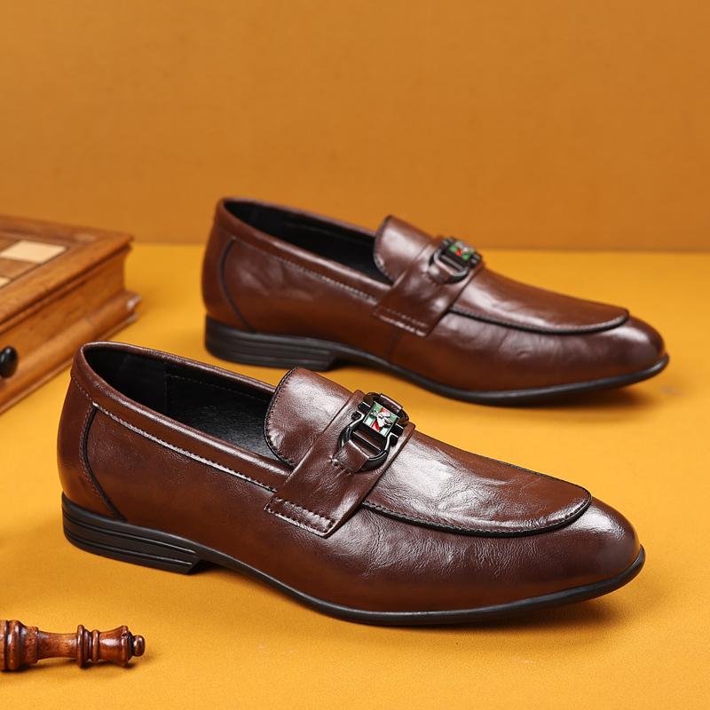 High-quality Men's Formal Shoes Leather Luxury Party Dating Wedding Male Shoes Brown Oxford Business Shoes Men's Loafers