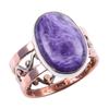 Natural Seraphinite Gemstone Handmade 925 Sterling Silver Two Tone Ring S.7 Y0p70