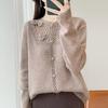 Autumn Style Heavy-Duty Crochet Knit Wool Cardigan: Women's Fashionable Hollow-Out Sweater Coat, Solid Color.