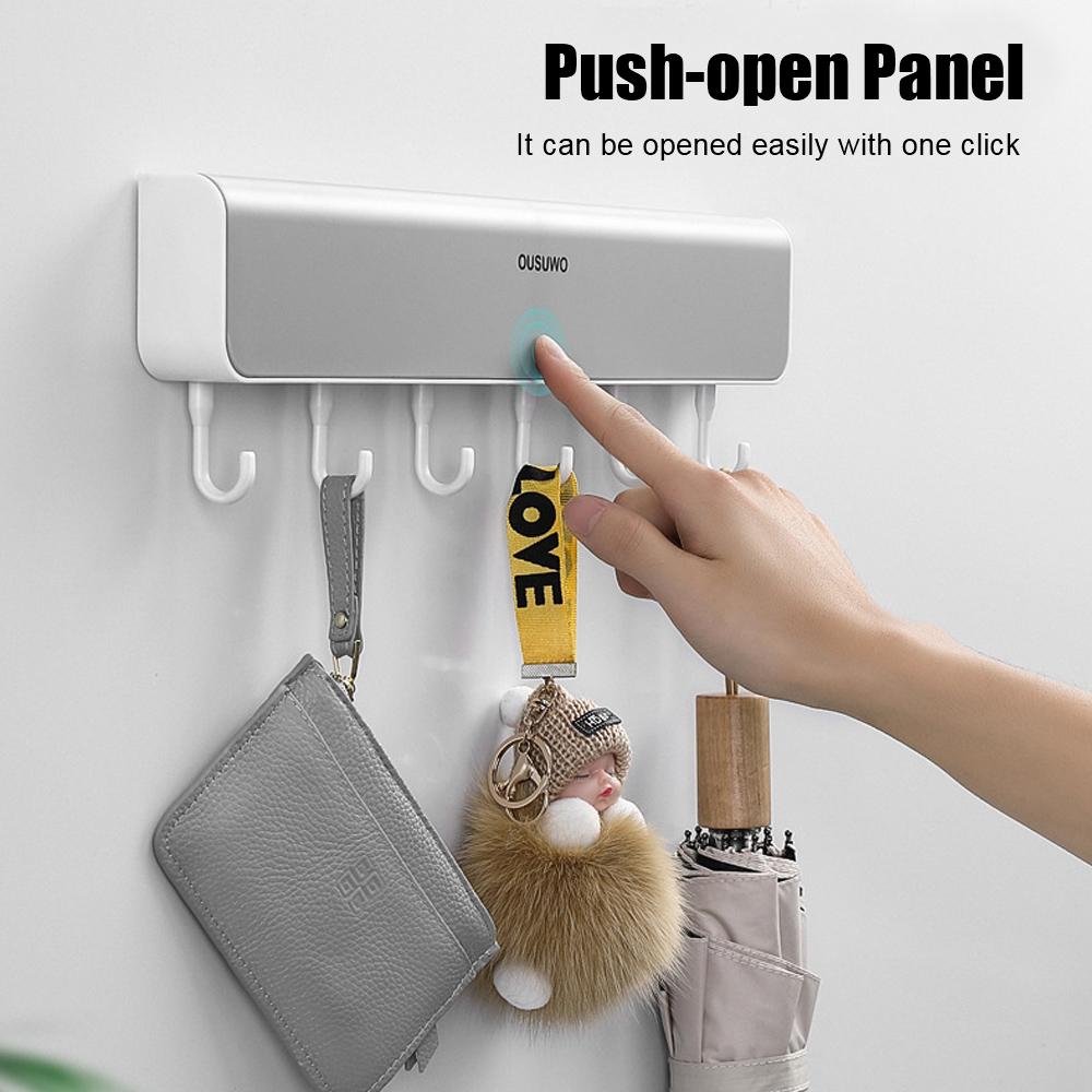 Wall-Mounted Punch-Free For Bathroom Door  Clothes Key Organizer With Hook Storage Rack Shelf Storage Box