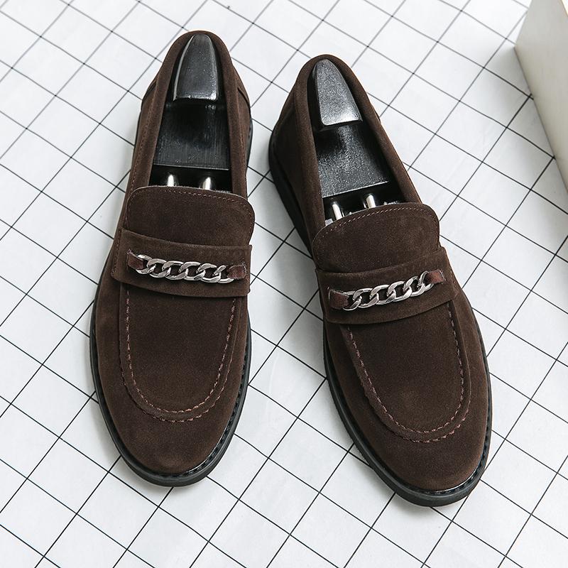Scarpe da Uomo in Pelle Scamosciata Moda Hot Selling Europa America Suola Morbida Suola Massaggiante Comoda Mocassini, Scarpe Piatte da Uomo per Affari