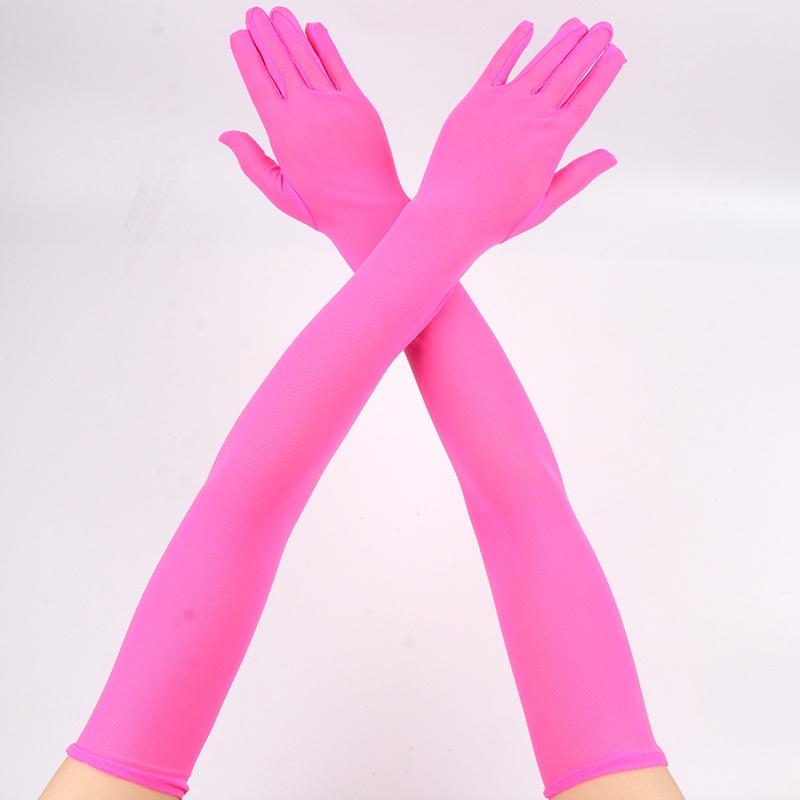55CM Sexy Lace Thin Hollow Transparent Long Gloves Breathable Net Yarn Women Man Stage Performance Party Cosplay Elasticity