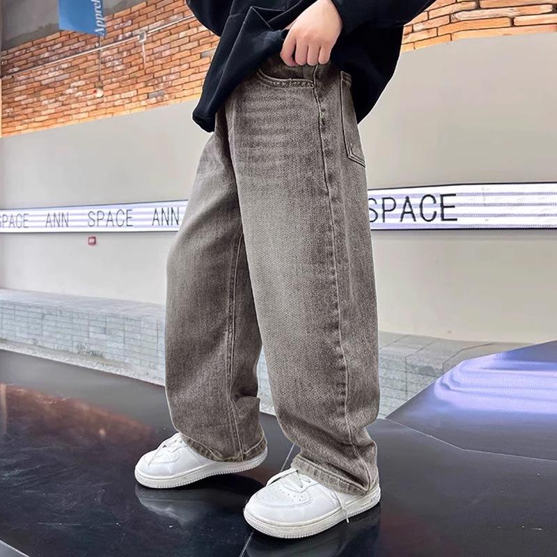 Trendige Koreanische Jeans für Kinder - Lässige Sportliche Straight-Leg Hosen für Teenager für Frühling/Herbst