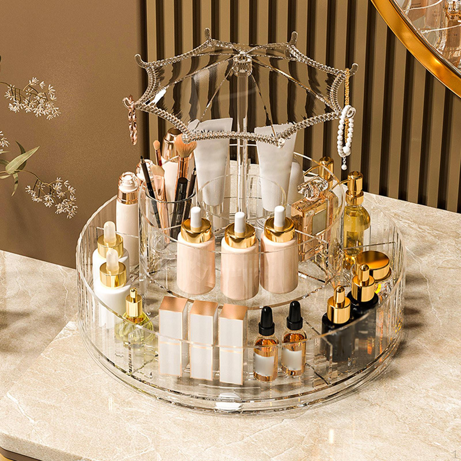 Degree Rotation Makeup Organizer Cosmetic Storage Case Multifunction, Detachable Rotating Base,