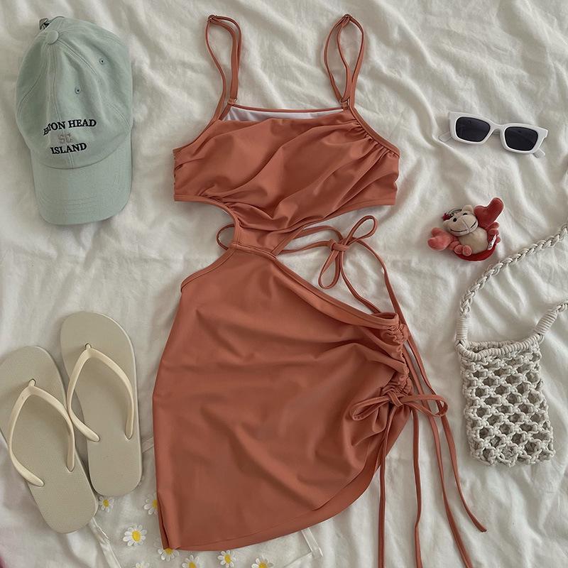 

2024 Женский Сексуальный Корейский Бикини - Раздельный Стиль для Отпуска и Горячего Источника Medium розовый/оранжевый