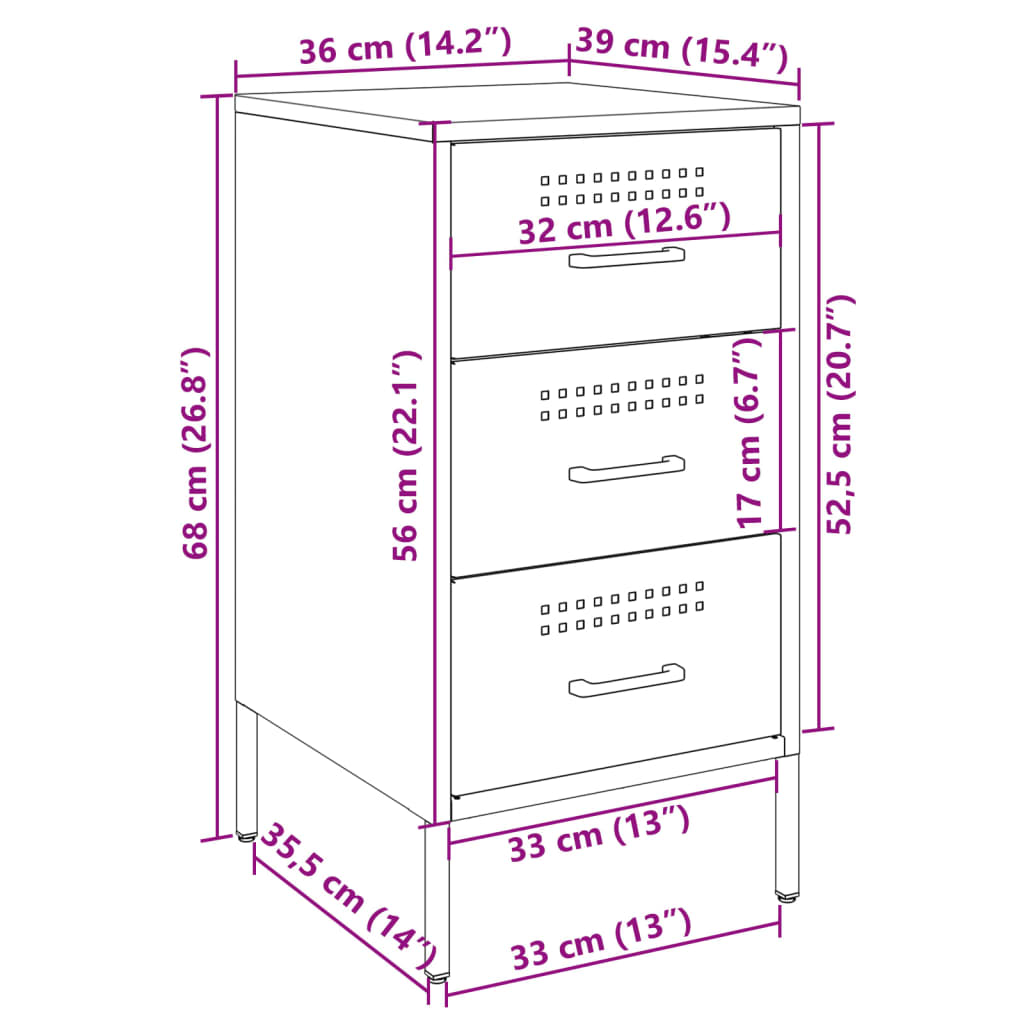 Nightstands 2 pcs Pink 36 x 39 x 68 cm Steel