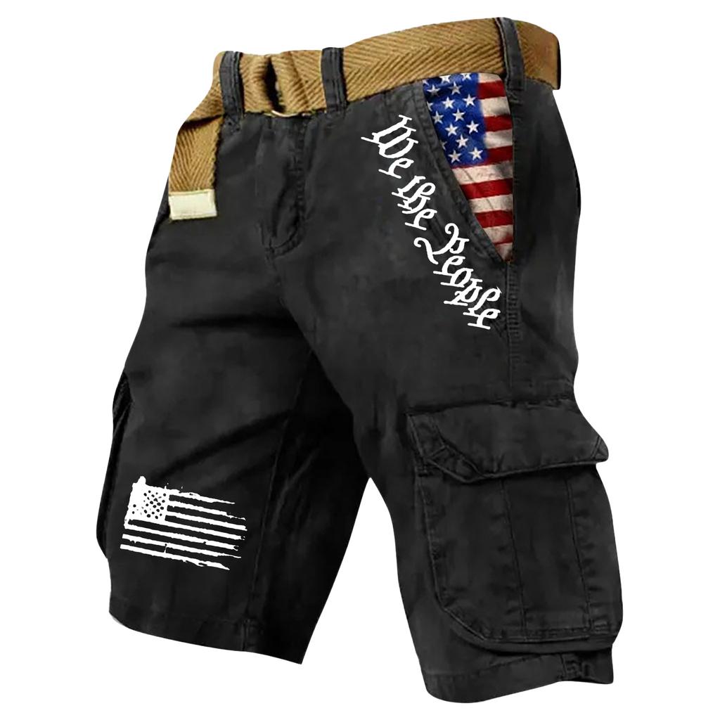 Men's Summer Printed Outdoor Shorts Men's Loose Multi-Pocket Shorts