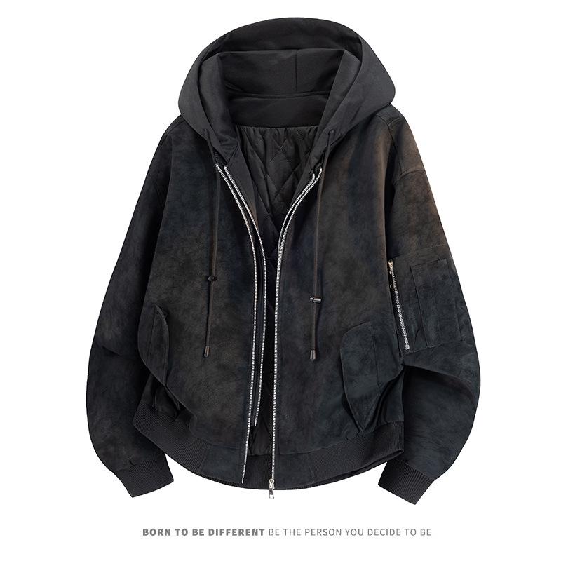 Модная мужская кожаная куртка-трансформер с капюшоном 2XL