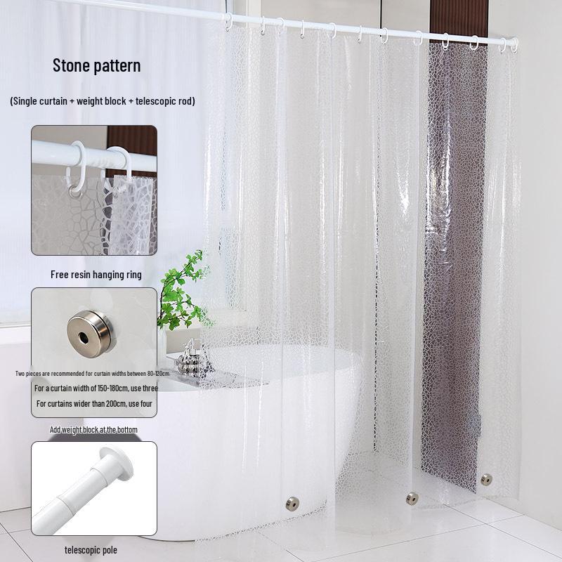 High-Transparency Waterproof EVA Shower Curtain, Mildew-Proof, Antibacterial, Splash-Resistant