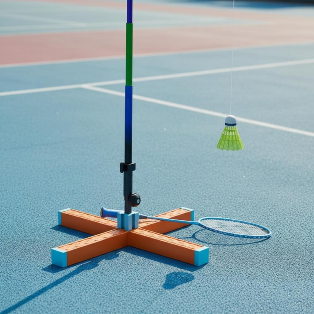 Solo Badminton Practice Device with Elastic Pole Portable for Outdoor, Beginners