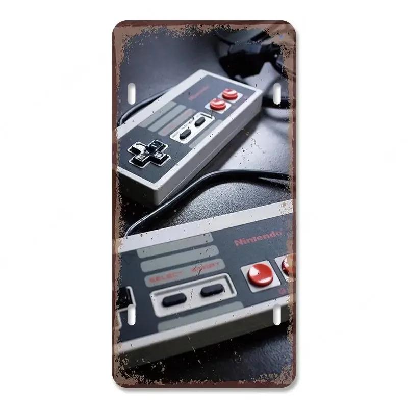 Vintage Video Game License Plate Metal Sign Playstation Gamer Metal Tin Poster For Boys Play Room Workshop Home Wall Art Decor