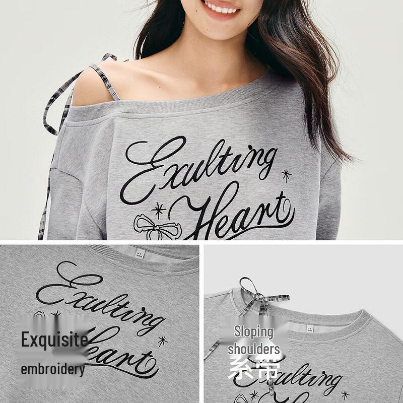 Semir Damen Faux 2-teiliges kariertes Patchwork-Sweatshirt