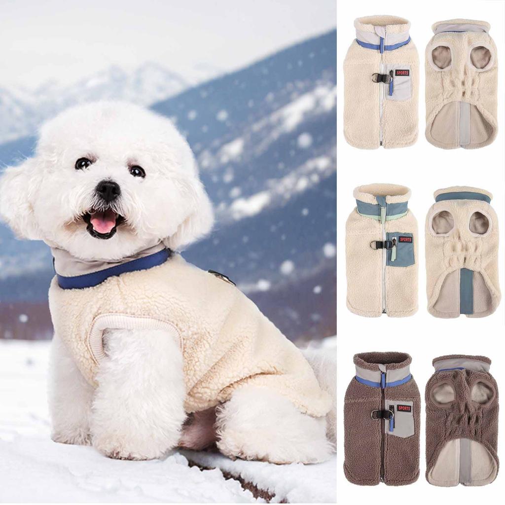 Dog Clothing Fleece Coat, Pull- Warm Cotton-Padded Pet Jacket for Puppies, Cozy Winter Wear for Small and Medium Dogs