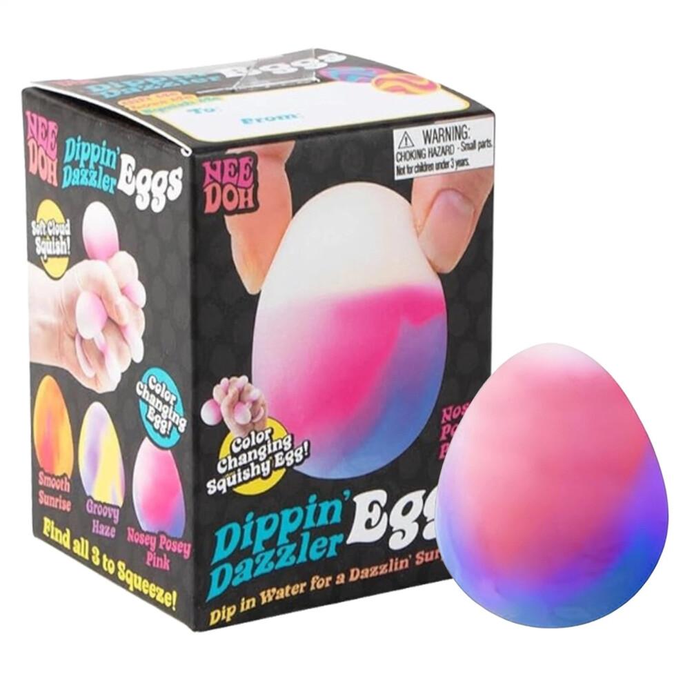 (soft Sunrise) NeeDoh Dippin Dazzler Egg Squishy Toy Squeeze Color Changing Egg Easter Toy