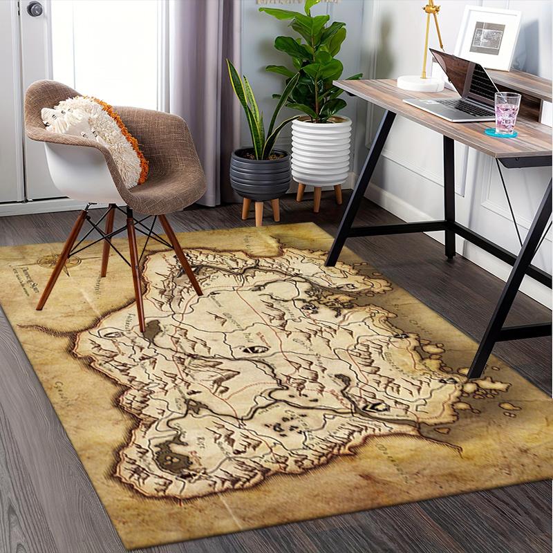 Skyrim Map: A Detailed Guide to Skyrim's Lands and Legends Office Mat Home Decor Office Desk Chair Rugs Chair Carpet for office Chair Mat Gi