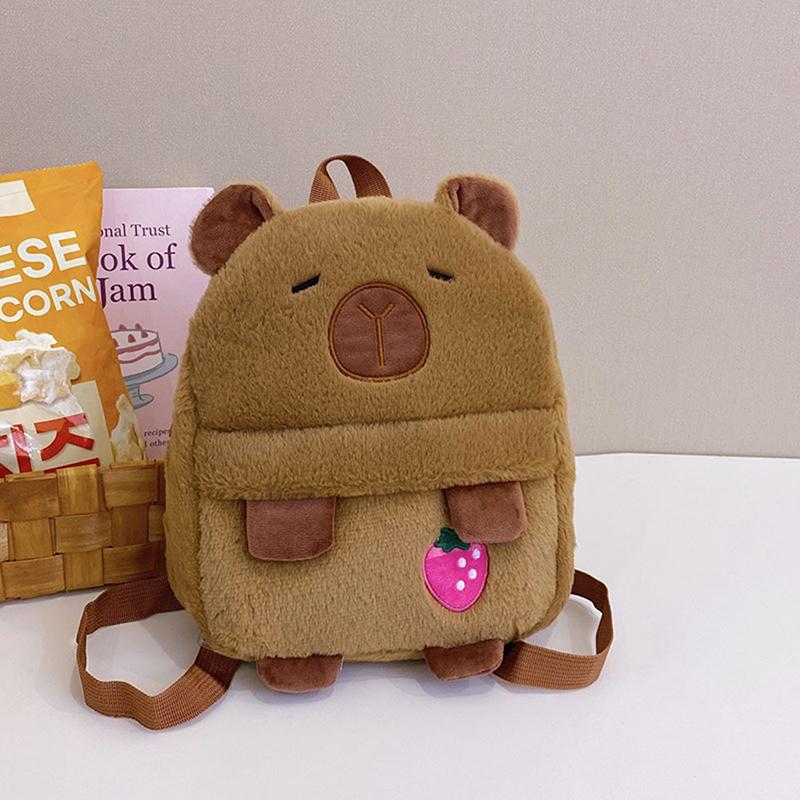1Pc Kawaii Capybara Plush Backpack For Women Versatile Cartoon Funny Capibala Crossbody Bag Large Capacity Tote Bag