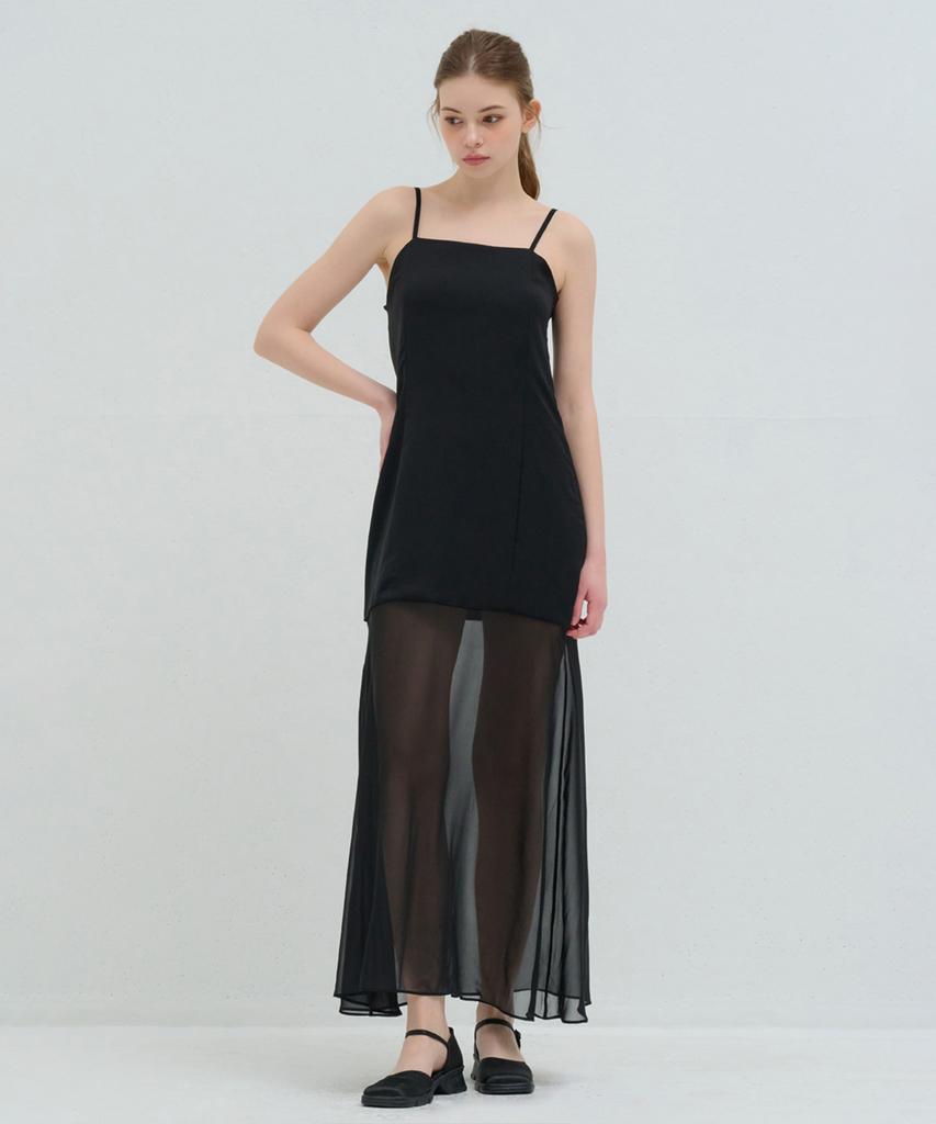 Kamino Layered Long Sleeveless Dress Black
