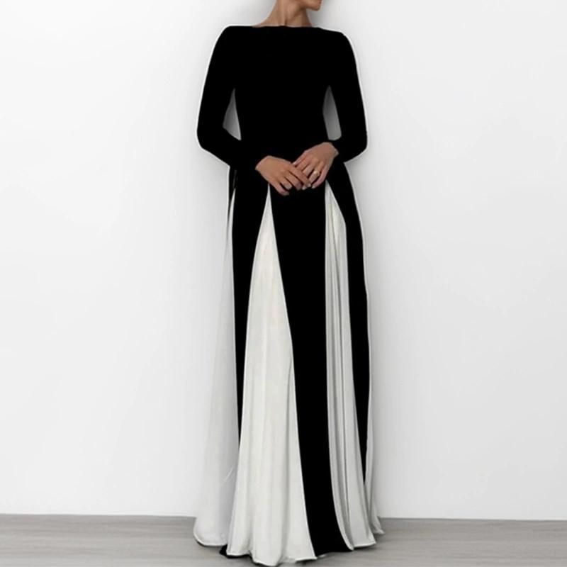 2025 Spring Women's Fashion Temperament Suspenders Contrast Color Loose Swing Holiday Waist Dress