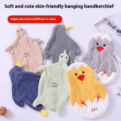 Hängende Küchen-/Badezimmer-/Schlafzimmer-Handtücher, Niedliches Kinder-Mikrofaser-Korallenfleece-Handtuch mit praktischer Aufhängeschlaufe
